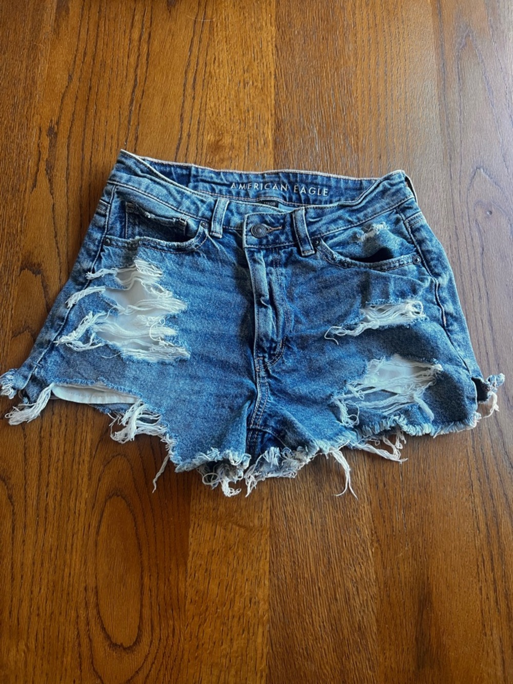 American Eagle Outfitters Women’s Ripped Blue Denim Cutoff Shorts